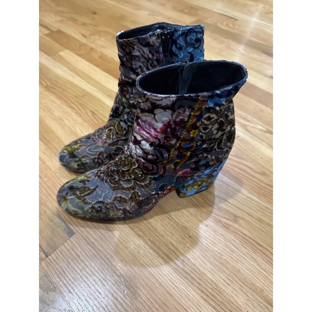 STRATEGIA Velvet Brocade Patchwork Boho Festival Ankle Boots Whimsygoth 39.5 - Picture 2 of 10